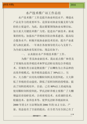 水產(chǎn)技術(shù)推廣站年度工作總結(jié) 深化技術(shù)推廣，助力產(chǎn)業(yè)增效